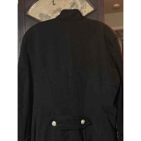 Subterranea Black Long Cotton Jacket With Silver Buttons Size S Gothic Coat - Picture 10 of 12